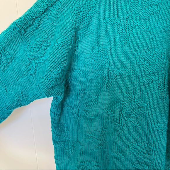 Elegant Teal V-Neck Sweater - Picture 5 of 5